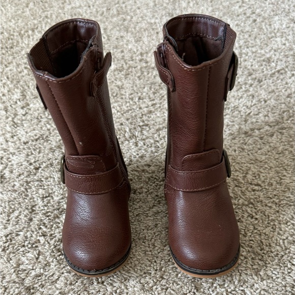 Cat & Jack Brown Boots Toddler Leather Boots Toddler Winter Boots size 5 - Picture 4 of 11